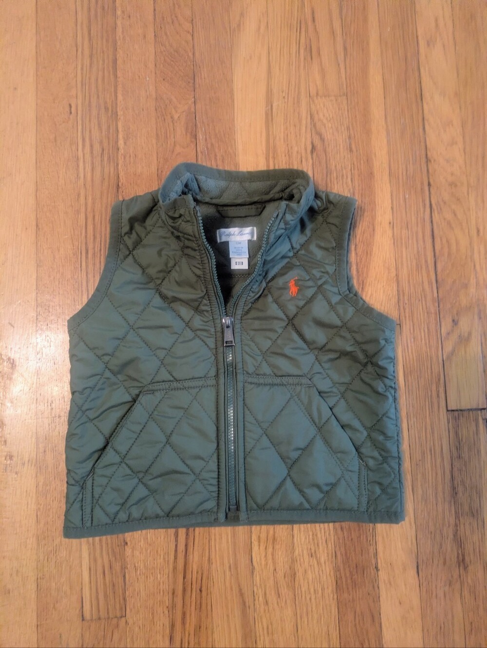 Polo Ralph Lauren Boys Quilted Fleece-Lined Vest Olive green 12M